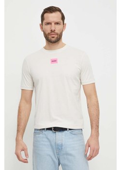 HUGO t-shirt bawełniany męski kolor biały z aplikacją 50447978 ze sklepu ANSWEAR.com w kategorii T-shirty męskie - zdjęcie 169607802