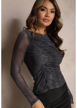 Czarna Bluzka z Ozdobnej Siateczki z Drapowaniem Trimelle ze sklepu Renee odzież w kategorii Bluzki damskie - zdjęcie 169608022