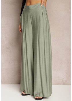 Zielone Szerokie Spodnie Casualowe z Gumką w Pasie Indala ze sklepu Renee odzież w kategorii Spodnie damskie - zdjęcie 169608060