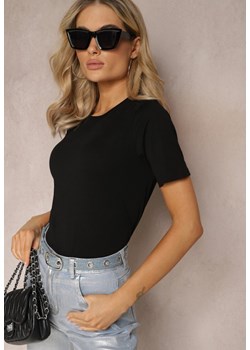 Czarny T-shirt z Krótkim Rękawem z Gładkiej Bawełny Jaellora ze sklepu Renee odzież w kategorii Bluzki damskie - zdjęcie 169608441