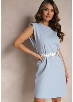 Niebieska Pudełkowa Sukienka Bez Rękawów z Usztywnionymi Ramionami Orchissa ze sklepu Renee odzież w kategorii Sukienki - zdjęcie 169608451