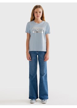 Koszulka dziewczęca z dużym nadrukiem z logo BIG STAR błękitna Oneidaska 401 ze sklepu Big Star w kategorii Bluzki dziewczęce - zdjęcie 169614143