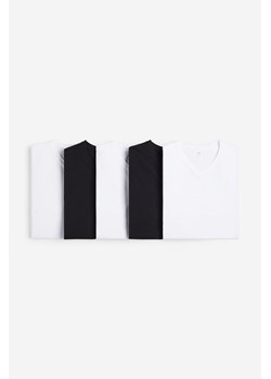 H & M - T-shirt z dekoltem w serek Slim Fit 5-pak - Biały ze sklepu H&M w kategorii T-shirty męskie - zdjęcie 169617571