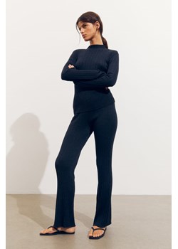 H & M - Rib-knit flared trousers - Czarny ze sklepu H&M w kategorii Piżamy damskie - zdjęcie 169617664
