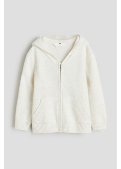 H & M - Dzianinowa bluza rozpinana z kapturem - Biały ze sklepu H&M w kategorii Bluzy dziewczęce - zdjęcie 169617932