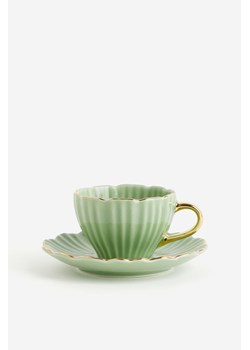 H & M - Porcelanowe filiżanki do espresso i spodki 2-pak - Zielony ze sklepu H&M w kategorii Filiżanki - zdjęcie 169618040