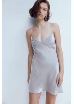 H & M - Satynowa sukienka na ramiączkach - Szary ze sklepu H&M w kategorii Sukienki - zdjęcie 169618072