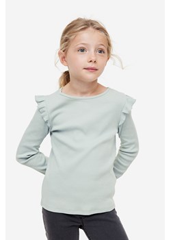 H & M - Prążkowany top z falbankami - Zielony ze sklepu H&M w kategorii Bluzki dziewczęce - zdjęcie 169618113