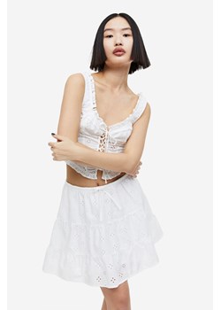 H & M - Falbaniasta spódnica z haftem angielskim - Biały ze sklepu H&M w kategorii Spódnice - zdjęcie 169618124
