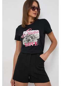 Guess t-shirt bawełniany COLLAGE damski kolor czarny W4GI17 I3Z14 ze sklepu ANSWEAR.com w kategorii Bluzki damskie - zdjęcie 169620123