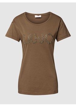 T-shirt z obszyciem ozdobnymi kamieniami z logo ze sklepu Peek&Cloppenburg  w kategorii Bluzki damskie - zdjęcie 169620513