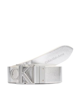 Pasek Damski Calvin Klein Jeans Round Mono Pl Rev Lthr Belt 30Mm K60K611489 White/Silver Specchio 0K6 ze sklepu eobuwie.pl w kategorii Paski damskie - zdjęcie 169626642