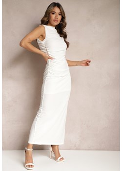 Biała Dopasowana Sukienka Maxi z Marszczeniami Aeriessa ze sklepu Renee odzież w kategorii Sukienki - zdjęcie 169629051