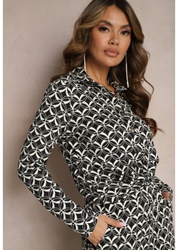 Czarno-Biała Koszula o Unikatowym Deseniu z Metalicznymi Guzikami Amidela ze sklepu Renee odzież w kategorii Koszule damskie - zdjęcie 169629182