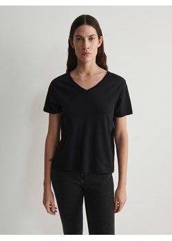 Reserved - Bawełniany t-shirt - czarny ze sklepu Reserved w kategorii Bluzki damskie - zdjęcie 169630392