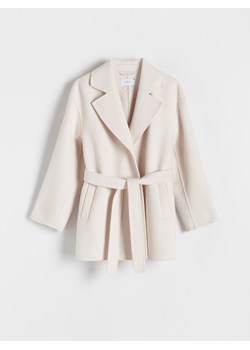 Reserved - Wełniany płaszcz - złamana biel ze sklepu Reserved w kategorii Płaszcze damskie - zdjęcie 169630563