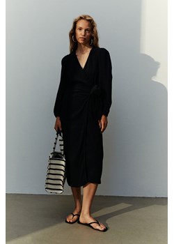 H & M - Kopertowa sukienka z muślinu - Czarny ze sklepu H&M w kategorii Sukienki - zdjęcie 169632232