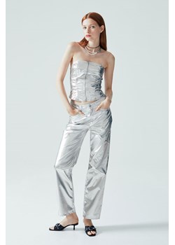 H & M - Powlekany top gorsetowy - Szary ze sklepu H&M w kategorii Bluzki damskie - zdjęcie 169632264