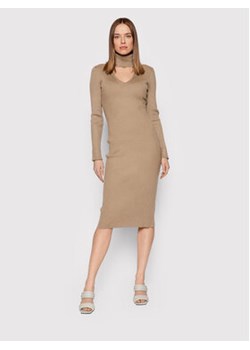 DKNY Sukienka dzianinowa P1KUAPA0 Brązowy Slim Fit ze sklepu MODIVO w kategorii Sukienki - zdjęcie 169634762