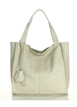 Modna torebka damska skórzany shopper bag - MARCO MAZZINI Portofino Max ivory beżowa ze sklepu Verostilo w kategorii Torby Shopper bag - zdjęcie 169636512