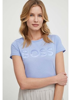 BOSS t-shirt bawełniany damski kolor niebieski 50514967 ze sklepu ANSWEAR.com w kategorii Bluzki damskie - zdjęcie 169637602