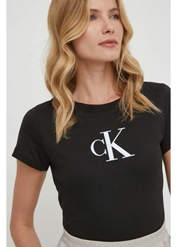 Calvin Klein Jeans t-shirt bawełniany kolor czarny ze sklepu ANSWEAR.com w kategorii Bluzki damskie - zdjęcie 169638020