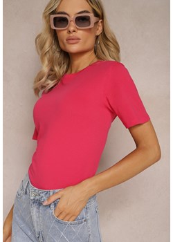 Różowy Klasyczny T-shirt z Bawełny Knautia ze sklepu Renee odzież w kategorii Bluzki damskie - zdjęcie 169641231