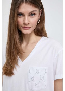 Liu Jo t-shirt bawełniany damski kolor biały ze sklepu ANSWEAR.com w kategorii Bluzki damskie - zdjęcie 169644373