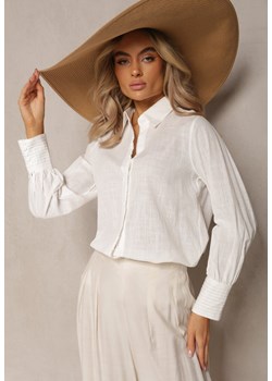 Biała Koszula z Bawełny z Ozdobnym Haftem Przy Guzikach Gevindia ze sklepu Renee odzież w kategorii Koszule damskie - zdjęcie 169645442