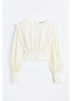 H & M - Krepowana bluzka z podkreślonymi ramionami - Biały ze sklepu H&M w kategorii Bluzki damskie - zdjęcie 169647893