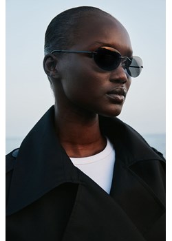 H & M - Owalne okulary przeciwsłoneczne bez oprawek - Czarny ze sklepu H&M w kategorii Okulary przeciwsłoneczne damskie - zdjęcie 169647924