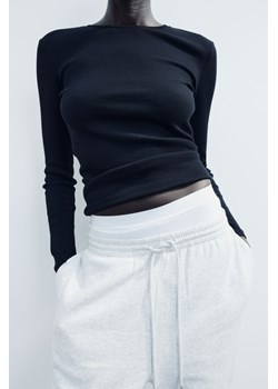 H & M - Top w prążki z długim rękawem - Czarny ze sklepu H&M w kategorii Bluzki damskie - zdjęcie 169647983