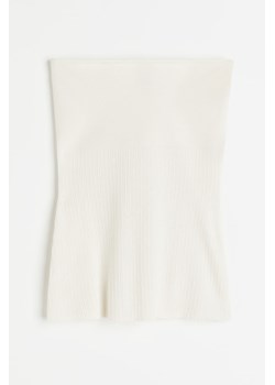 H & M - Top bandeau z dzianiny w prążki - Biały ze sklepu H&M w kategorii Bluzki damskie - zdjęcie 169648394