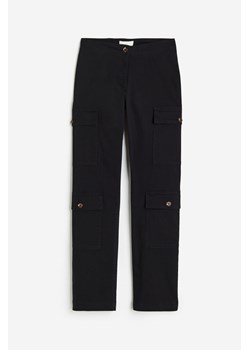 H & M - Spodnie cargo z bawełnianego diagonalu - Czarny ze sklepu H&M w kategorii Spodnie damskie - zdjęcie 169648564