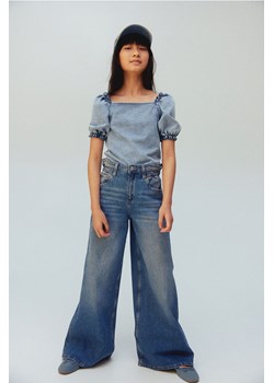 H & M - Top z bufiastym rękawem - Niebieski ze sklepu H&M w kategorii Bluzki dziewczęce - zdjęcie 169648590