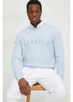 Barbour bluza bawełniana męska kolor niebieski z aplikacją ze sklepu ANSWEAR.com w kategorii Bluzy męskie - zdjęcie 169649723