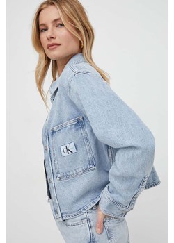 Calvin Klein Jeans kurtka jeansowa damska kolor niebieski przejściowa oversize ze sklepu ANSWEAR.com w kategorii Kurtki damskie - zdjęcie 169649894