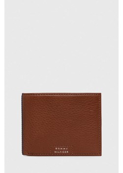 Tommy Hilfiger portfel skórzany męski kolor brązowy AM0AM12187 ze sklepu ANSWEAR.com w kategorii Portfele męskie - zdjęcie 169649983