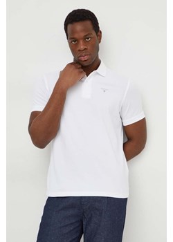 Barbour polo bawełniane kolor biały gładki ze sklepu ANSWEAR.com w kategorii T-shirty męskie - zdjęcie 169650023