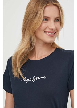 Pepe Jeans t-shirt bawełniany damski kolor granatowy ze sklepu ANSWEAR.com w kategorii Bluzki damskie - zdjęcie 169650530