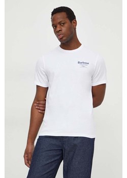 Barbour t-shirt bawełniany męski kolor biały z nadrukiem MTS1119 ze sklepu ANSWEAR.com w kategorii T-shirty męskie - zdjęcie 169650661
