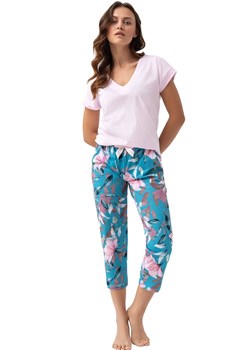 Bawełniana piżama damska w kwiaty 637, Kolor turkusowo-różowy, Rozmiar M, Luna ze sklepu Primodo w kategorii Piżamy damskie - zdjęcie 169655673