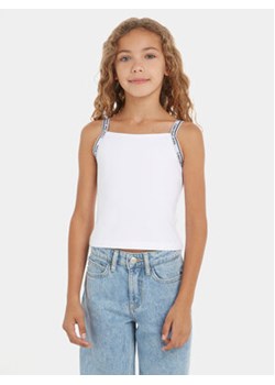 Calvin Klein Jeans Top Logo Tape IG0IG02436 Biały Slim Fit ze sklepu MODIVO w kategorii Bluzki dziewczęce - zdjęcie 169657863