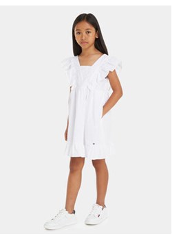 Tommy Hilfiger Sukienka letnia Gingham KG0KG07930 M Biały Relaxed Fit ze sklepu MODIVO w kategorii Sukienki dziewczęce - zdjęcie 169658280