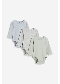 H & M - Body w prążki 3-pak - Niebieski ze sklepu H&M w kategorii Odzież dla niemowląt - zdjęcie 169674872