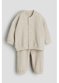 H & M - Dżersejowy komplet 2-częściowy - Beżowy ze sklepu H&M w kategorii Komplety niemowlęce - zdjęcie 169675000