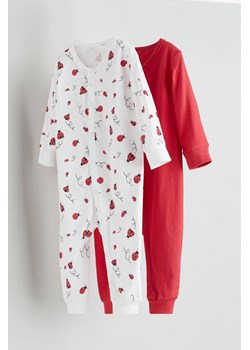 H & M - Bawełniana piżama we wzory 2-pak - Czerwony ze sklepu H&M w kategorii Pajacyki - zdjęcie 169675004