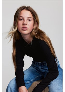 H & M - Dżersejowy top z długim rękawem - Czarny ze sklepu H&M w kategorii Bluzki dziewczęce - zdjęcie 169675270
