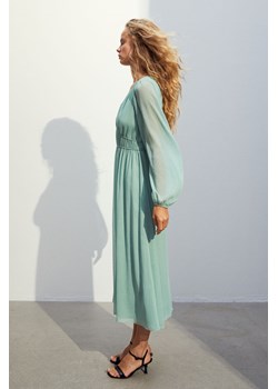 H & M - Szyfonowa sukienka z baloniastym rękawem - Zielony ze sklepu H&M w kategorii Sukienki - zdjęcie 169675401