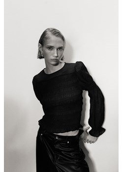 H & M - Elastycznie marszczony top - Czarny ze sklepu H&M w kategorii Bluzki damskie - zdjęcie 169675413